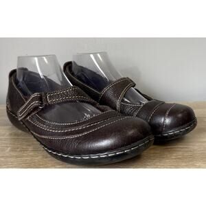Clarks Bendables Women’s Ashland Avenue Brown Leather Mary Jane Shoes Size 9.5